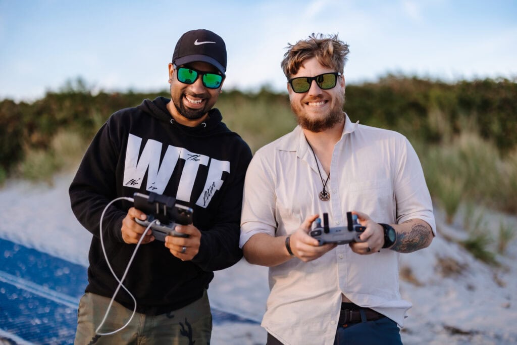 Eric and Zack getting fun drone footage during an elopement_ez elopements