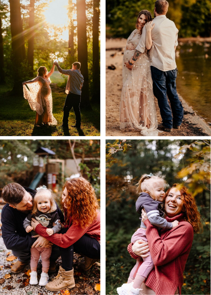 Photos of Elizabeth and Zack with their daughter Kira.
