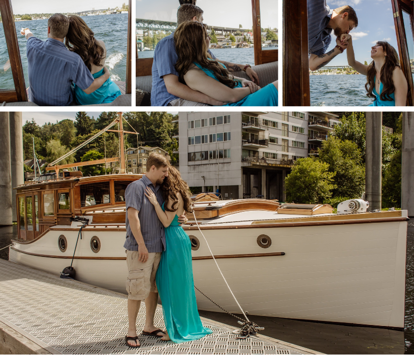 Elizabeth and Zack's original elopement on a boat on Lake Union in Seattle, EZ Elopements beginning
