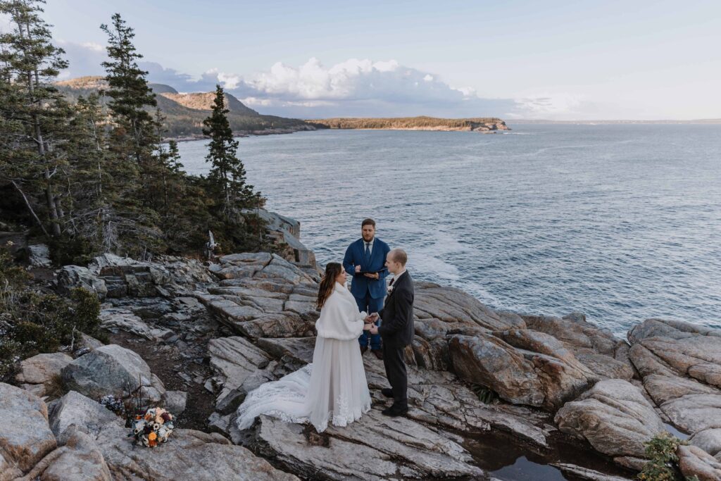 Private cliff side elopement in Acadia National Park. 