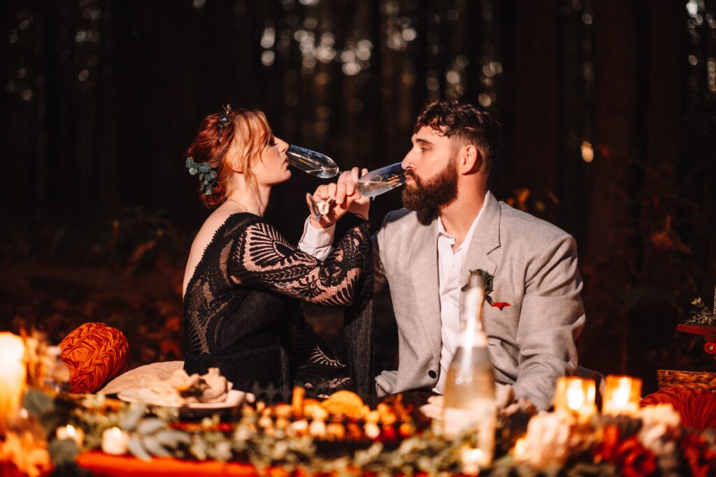 An evening picnic elopement at our private forest. 