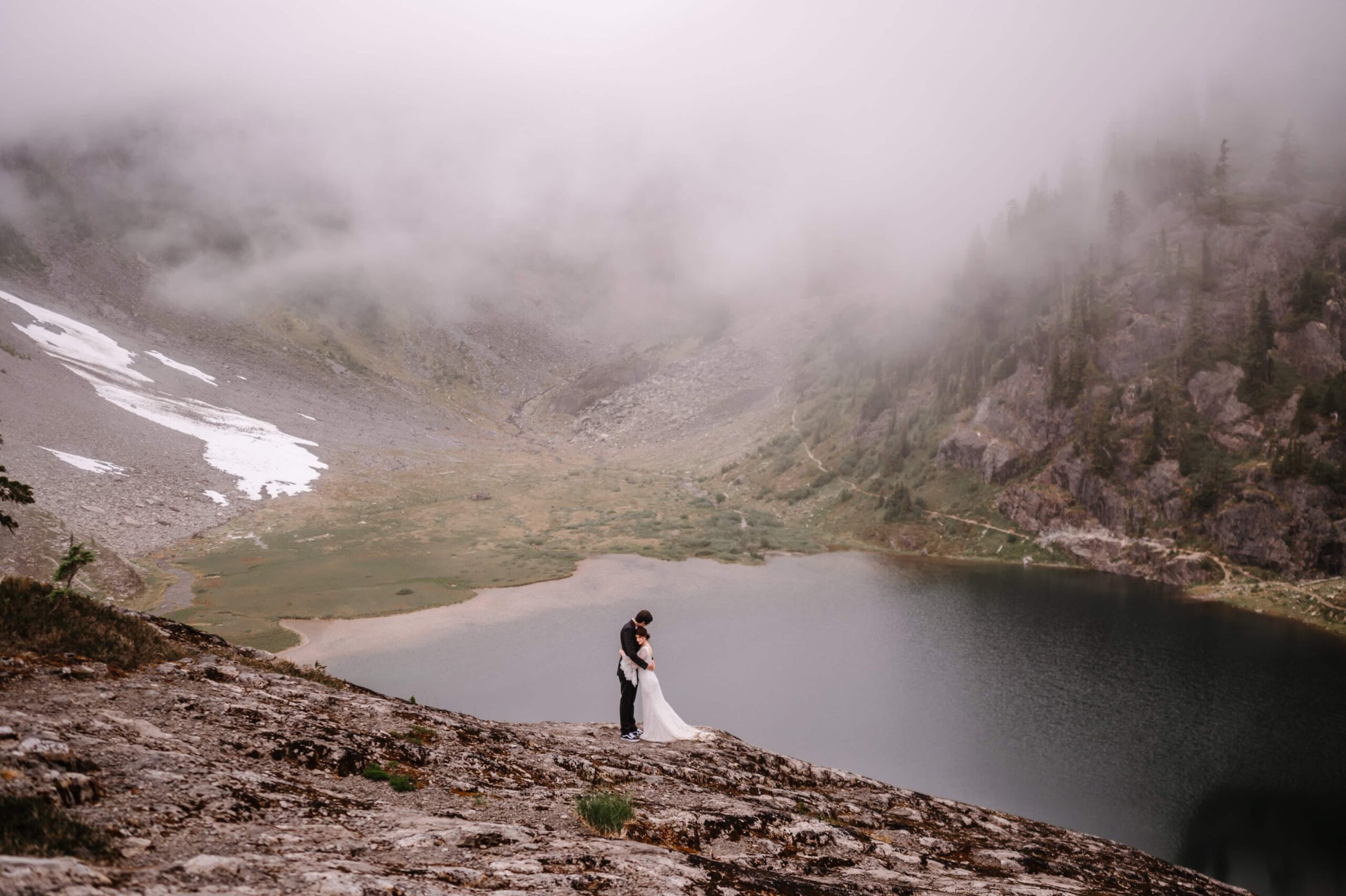 Couple exchanging vows during their ceremony in a Washington National Park.
