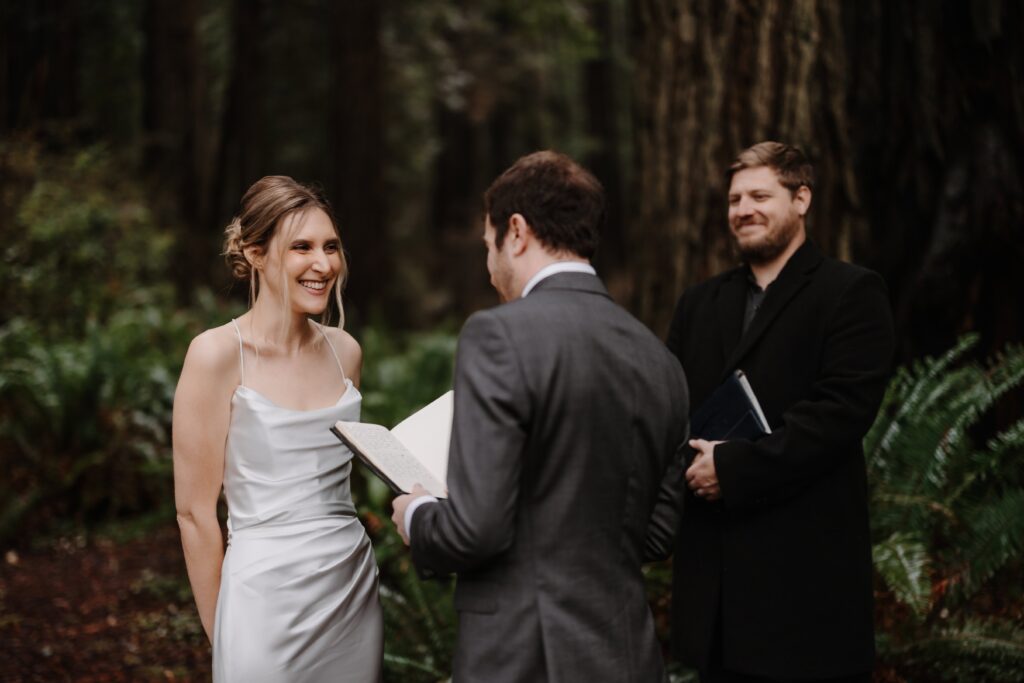 Private elopement ceremony in the Redwoods.