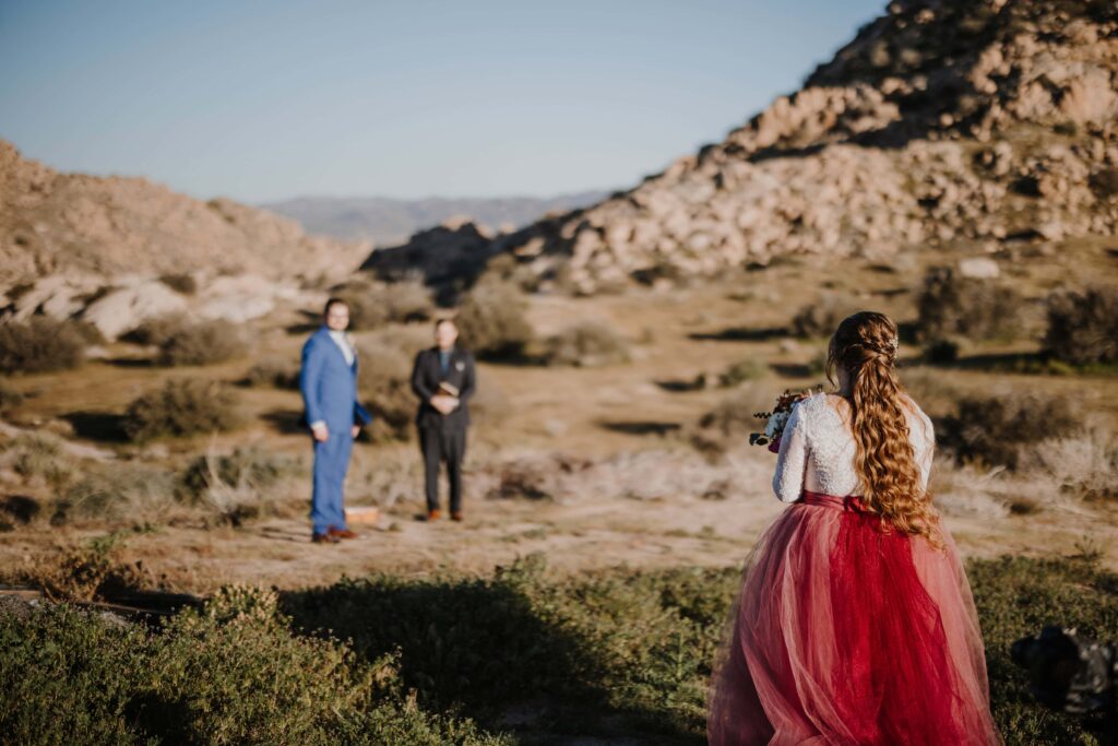 Elopement ceremony in the Joshua Tree desert.