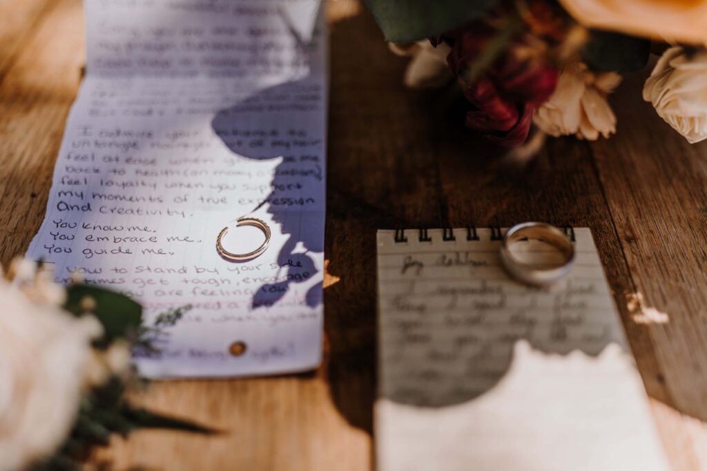 Love letters the couple wrote to each other to read before the ceremony.