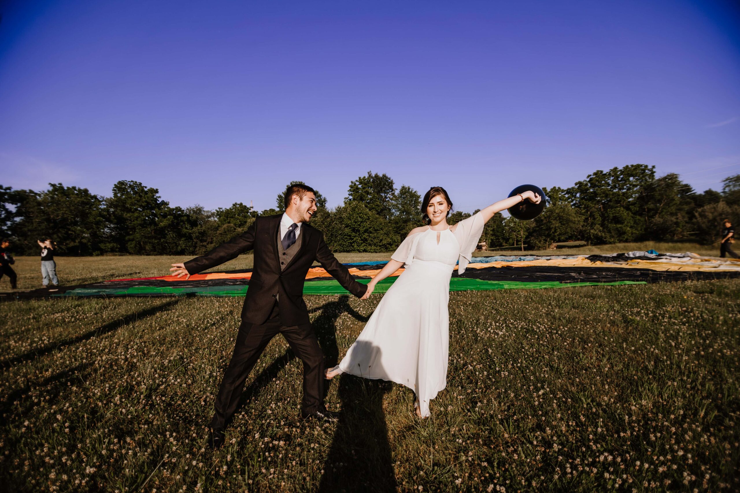 Bride and Groom dancing before their adventure.