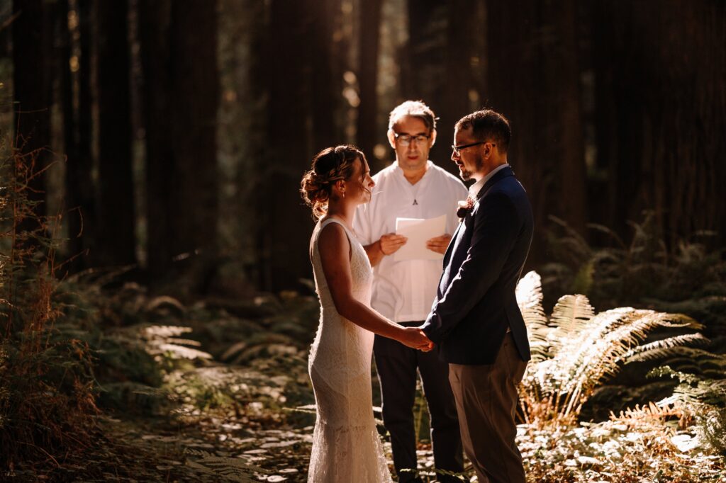Vows shared in the Redwoods Forest.