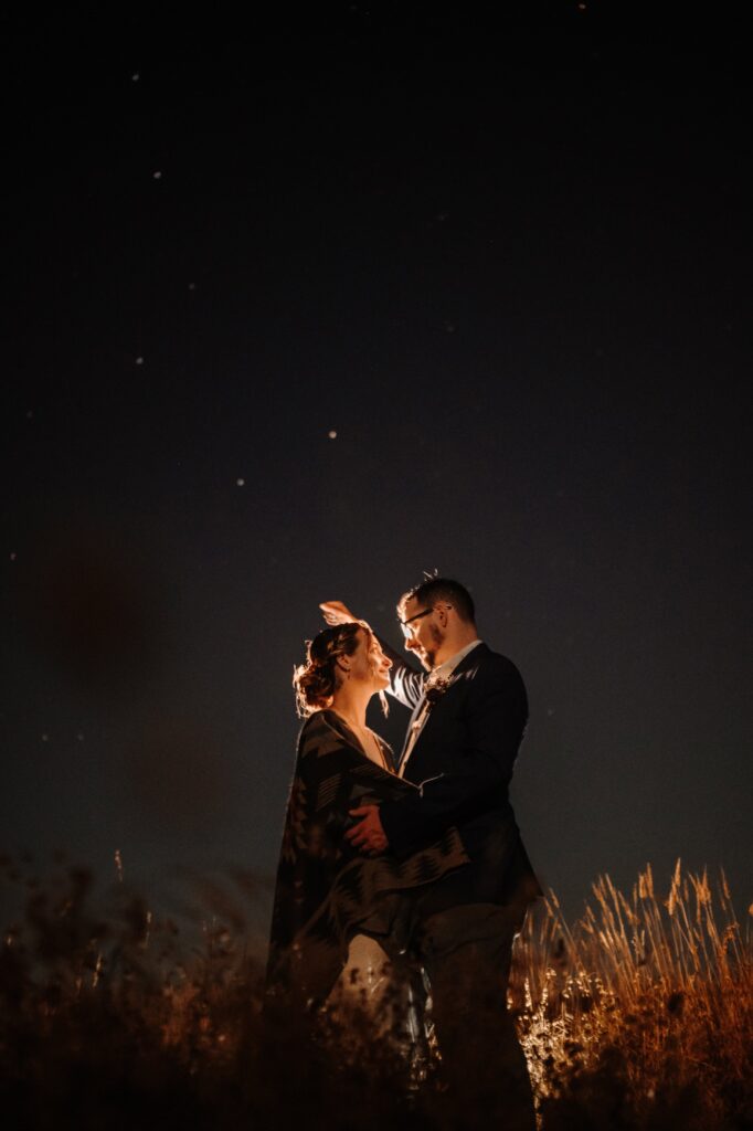 Bride and Groom dance under a starry California sky.