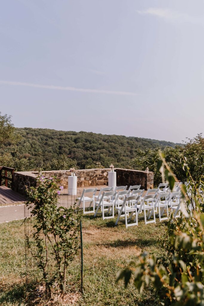 Micro-wedding ceremony space overlooking the Patapsco forest.