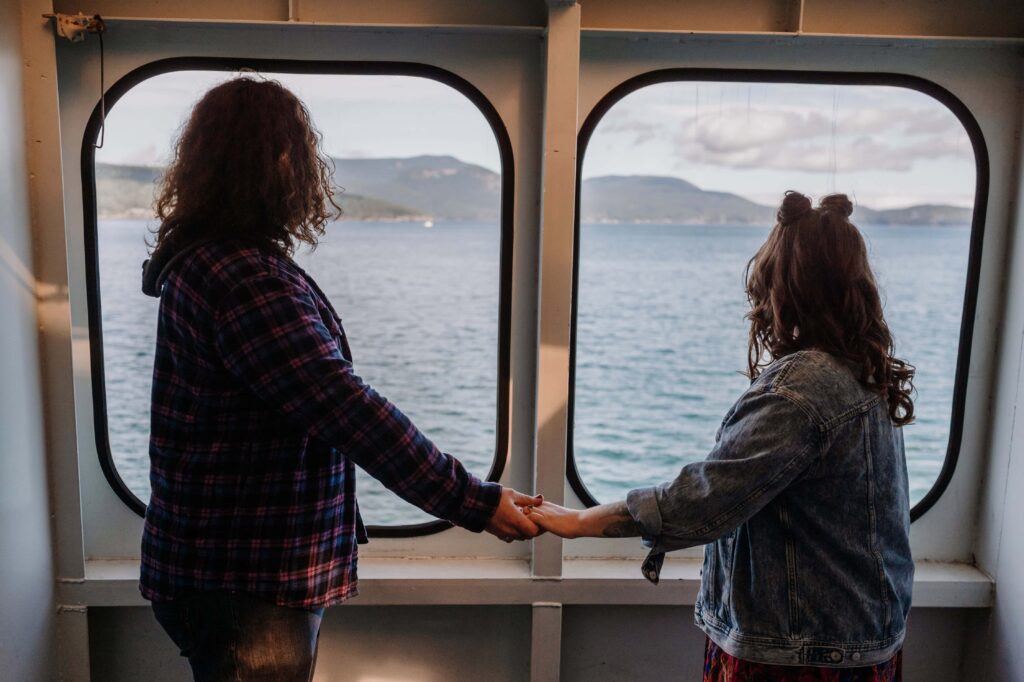 Bride and Groom on the Ferry to San Juan Island.