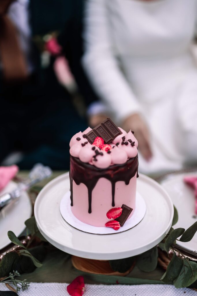 The bride's choice: a chocolate strawberry wedding cake for two. 
