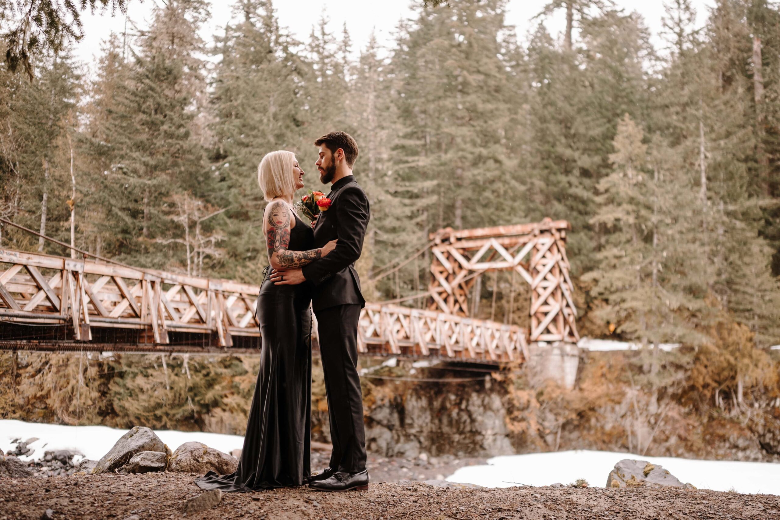 Bride and Groom share an intimate moment during their National Park elopement.