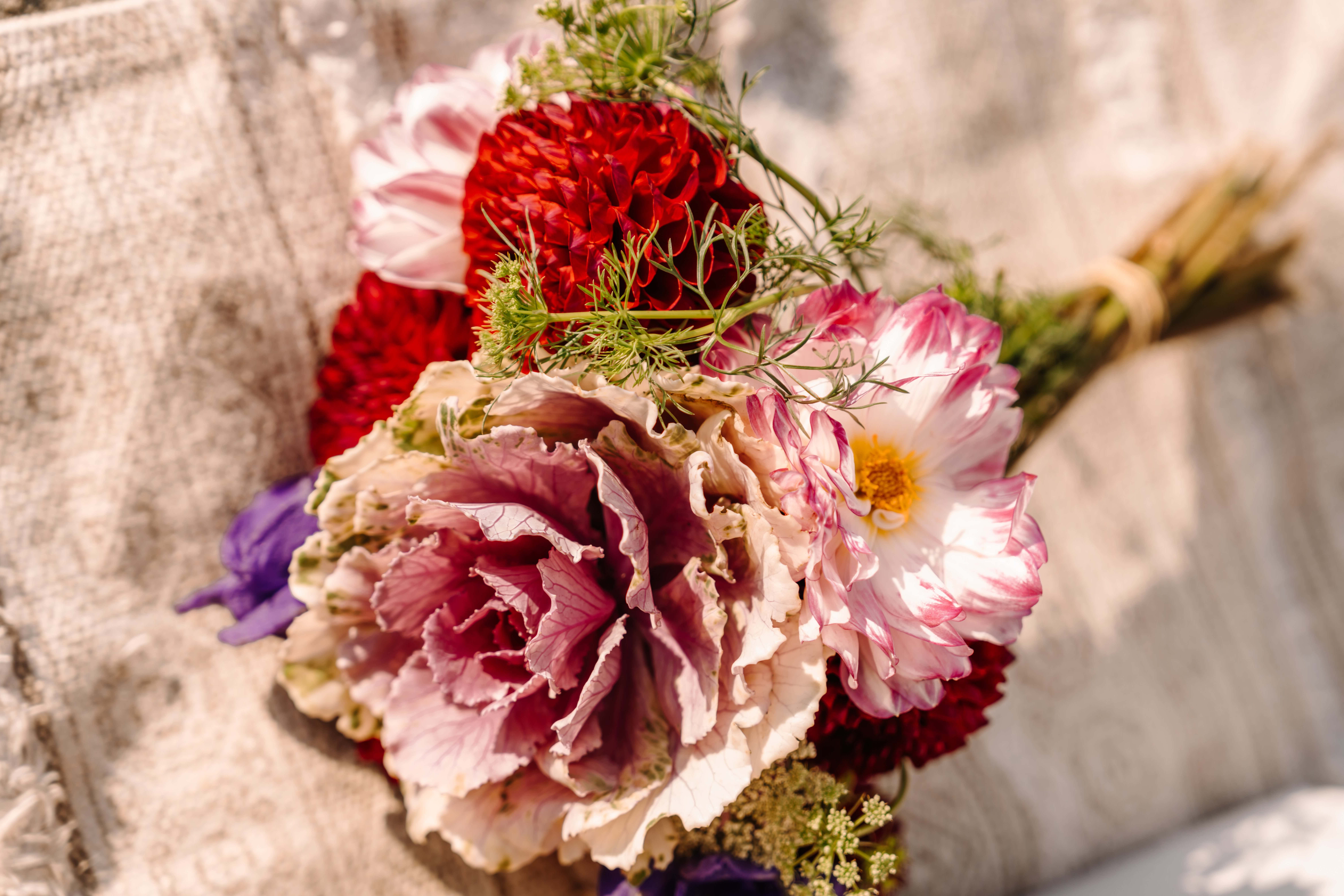A lovely seasonal bouquet with real flowers.