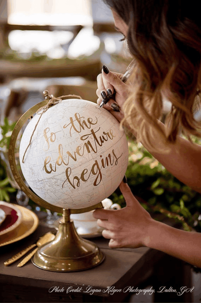 unique guest book idea Globe Guest Book – For the Travel-Inspired Couple
