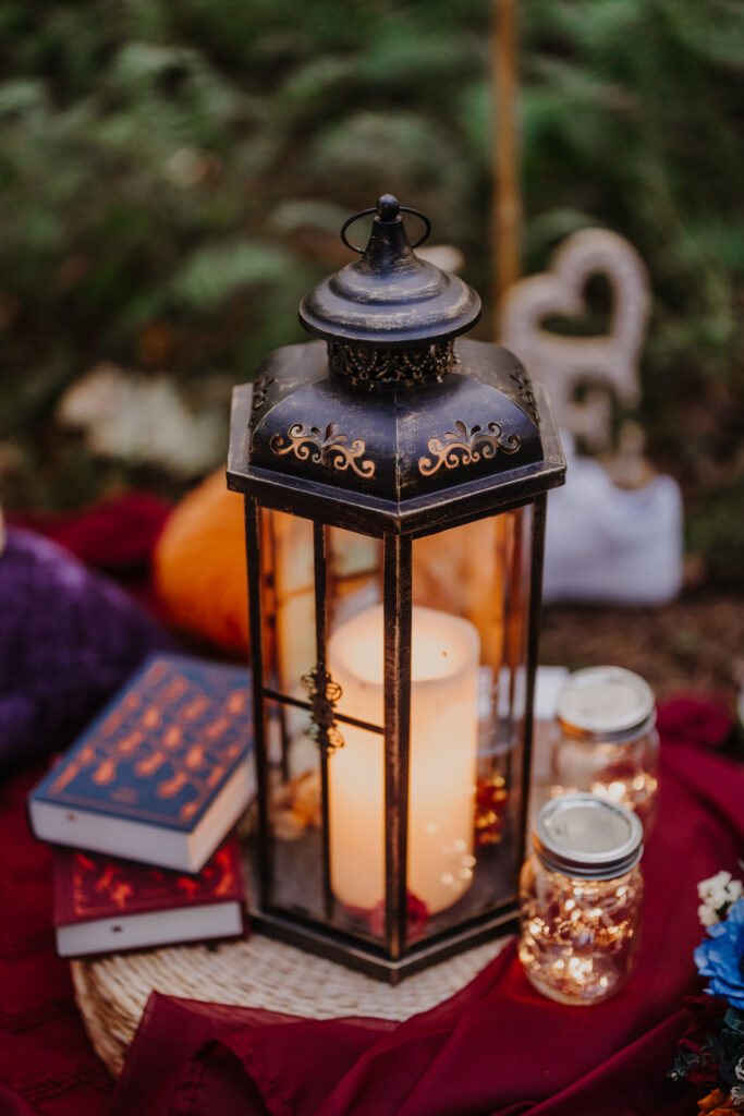 Detail shot of a lantern with led candle - our favorite type of mood lighting.
