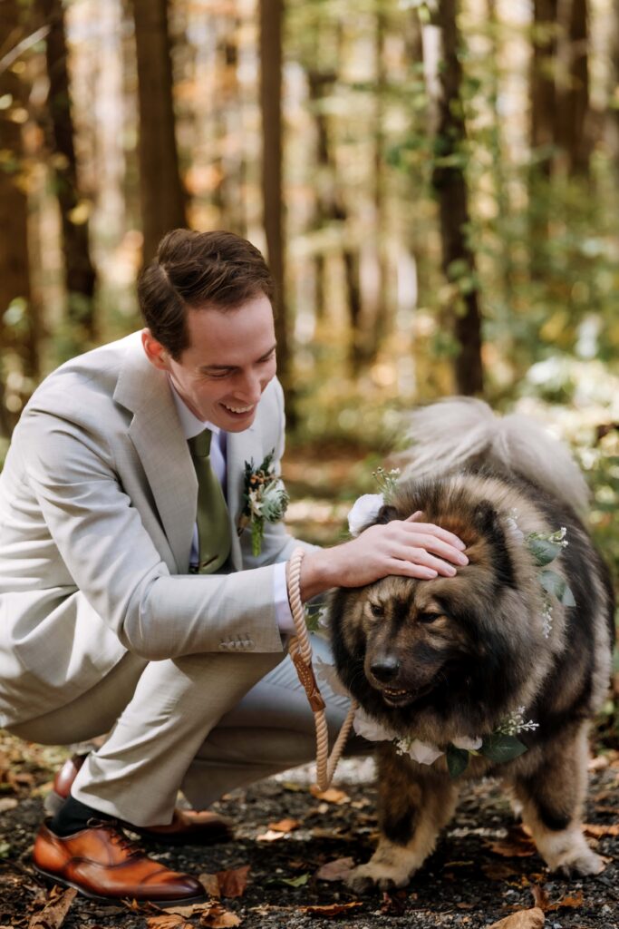 A very good best man stopping for a cuddle break. 