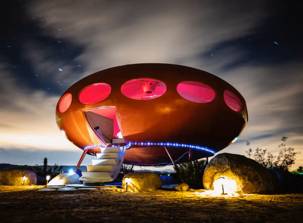 The Futuro UFO house, perfect for an Airbnb elopement location. 