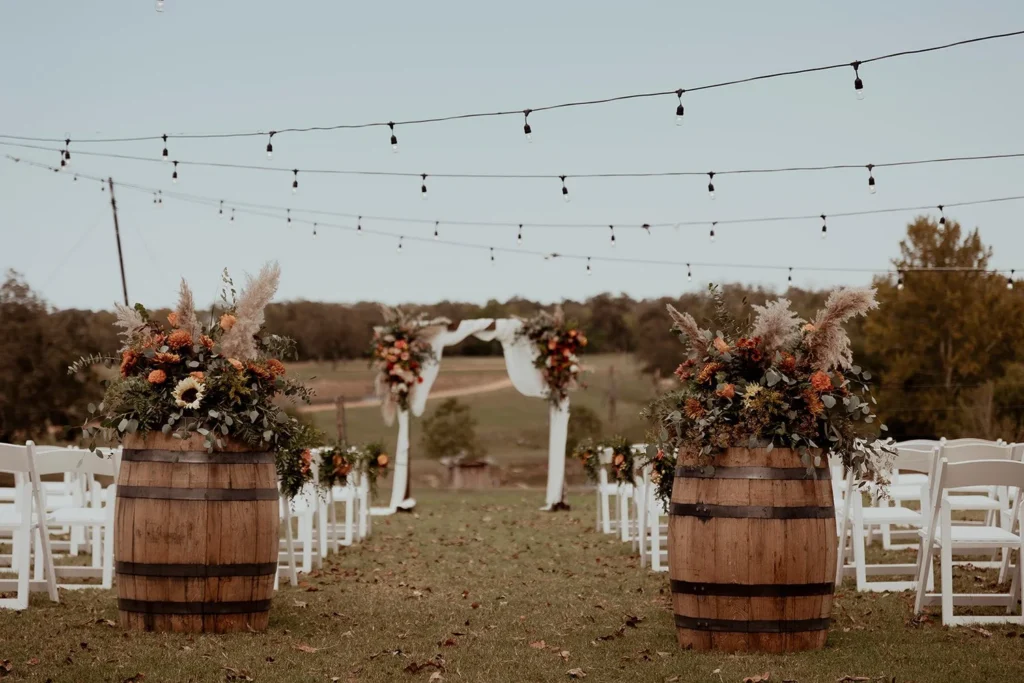 A ceremony space set up in the fields of Starhill Farms. is