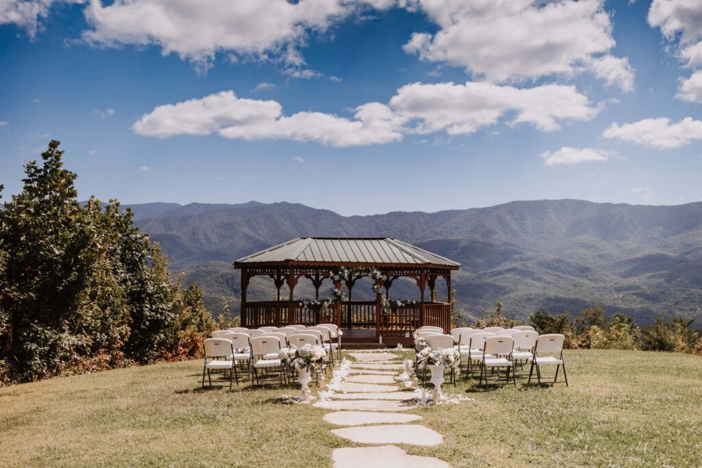 The view from this AirBnB is just phenomenal. Uninterrupted views of the Smoky Mountains from the ceremony space.