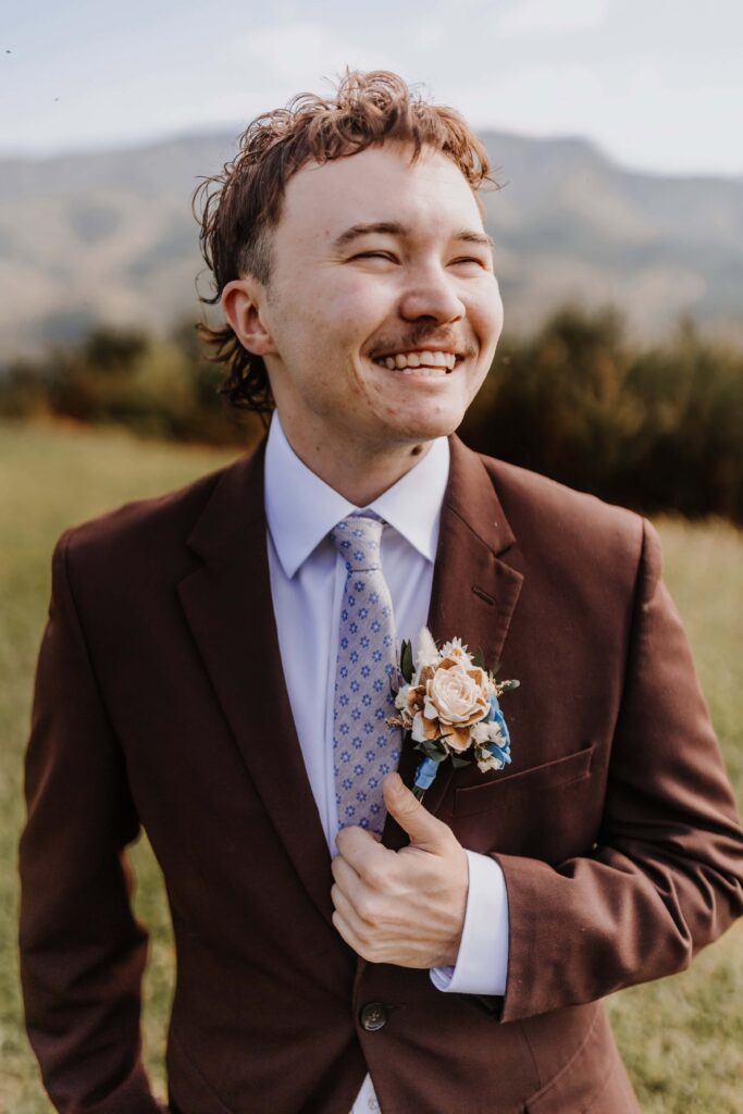 The smiling groom, Dylan.