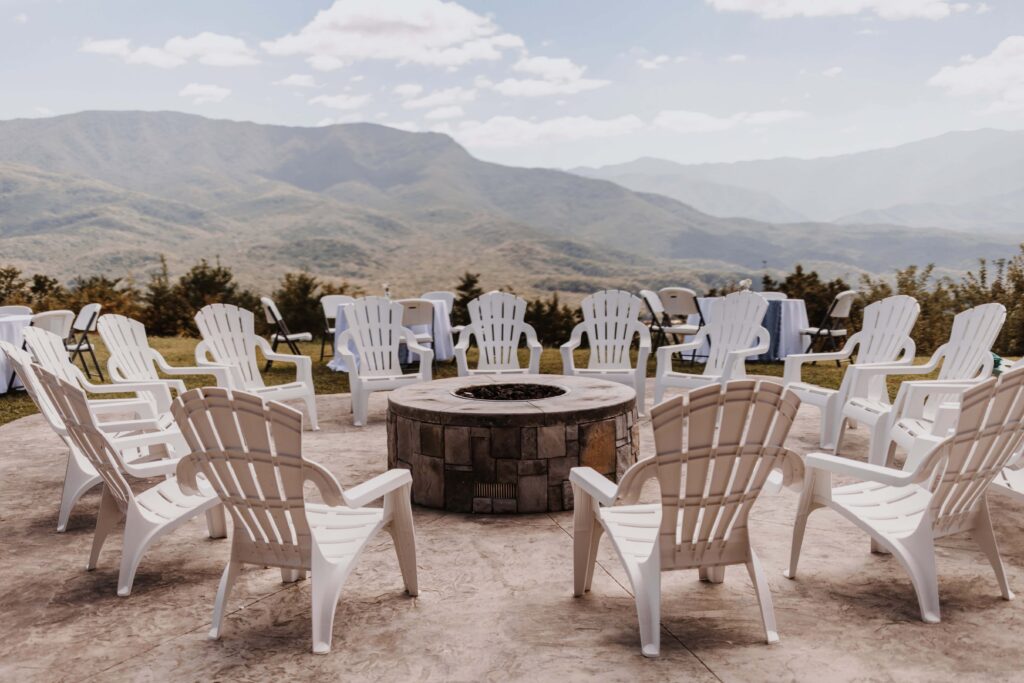 The fire pit ready and waiting for guests to cozy up.