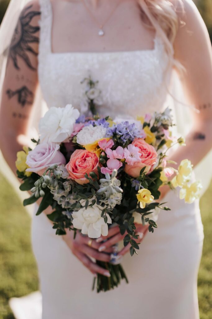 The bride's beautiful fresh floral bouquet.