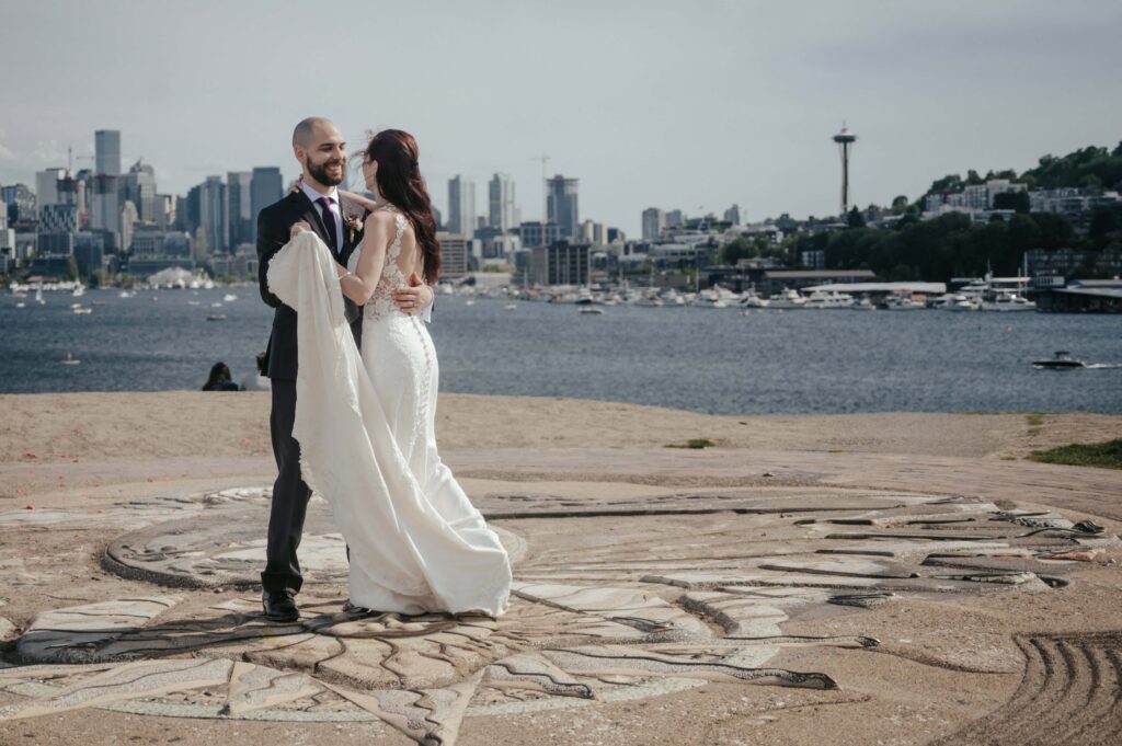 A lovely Seattle couple who chose to elope along the coast, rather than have a traditional wedding.