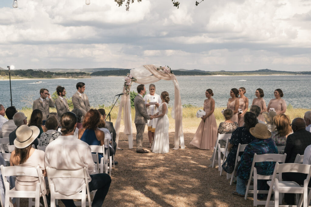 Bride and Groom during their ceremony at Canyon Lake.