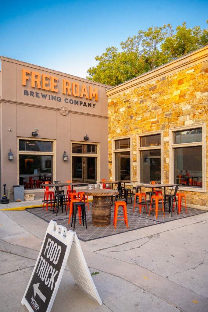 The outdoor seating area at Free Roam Brewing.
