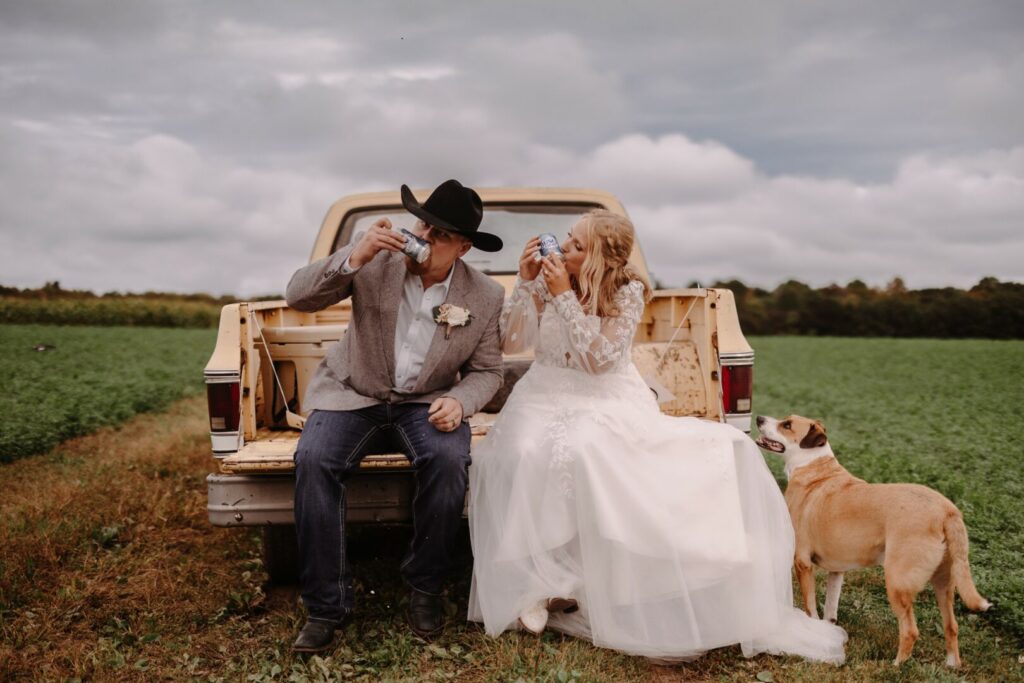 Couple celebrating intimate wedding experience 