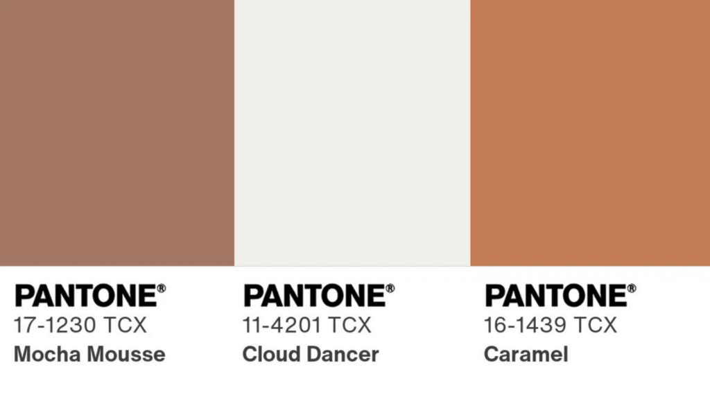 A trendy Mocha + Ivory + Caramel color palette.