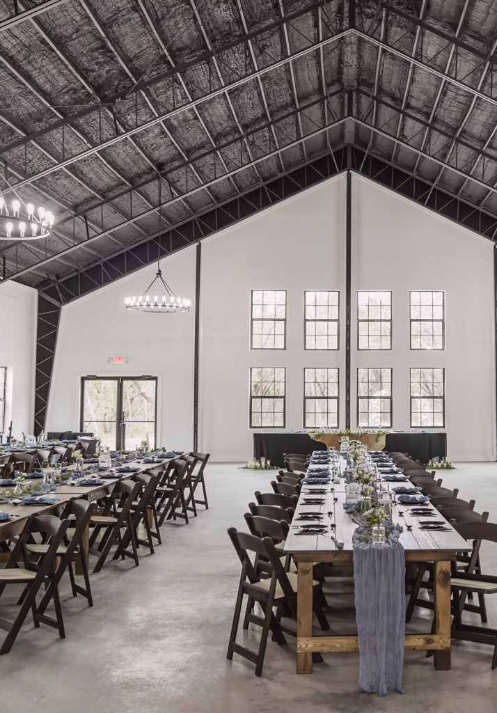 The indoor reception space at Wrenwood Ranch.